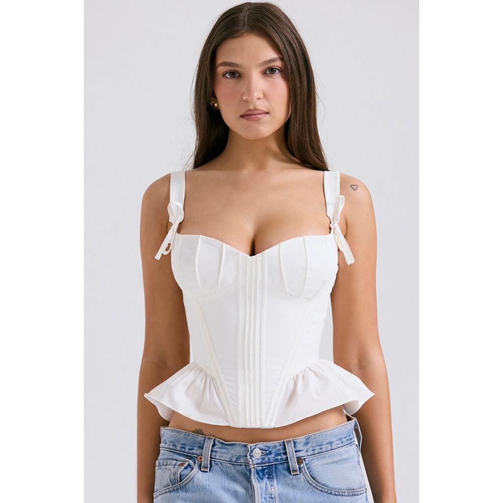 House of CB Gigou White Puplum Cotton Corset